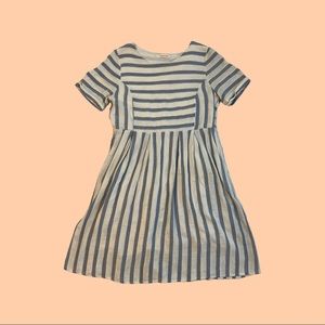 Light blue and cream striped midi dress size M